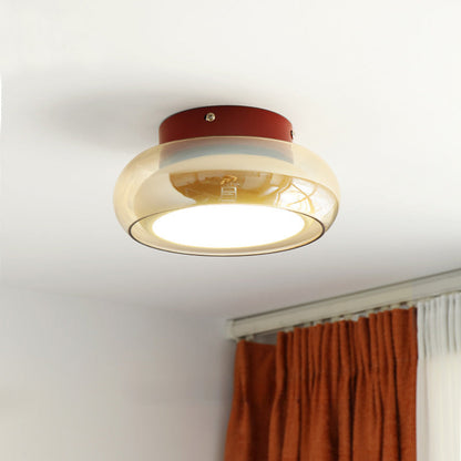 Amber Glass Round LED Ceiling Light