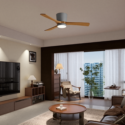 Low Profile Solid Wood Hugger Fan