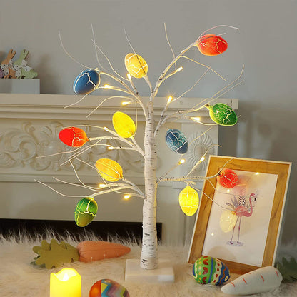Lighted Birch Tree with Egg Ornaments