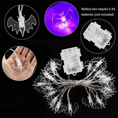Halloween Purple Bat LED String Lights