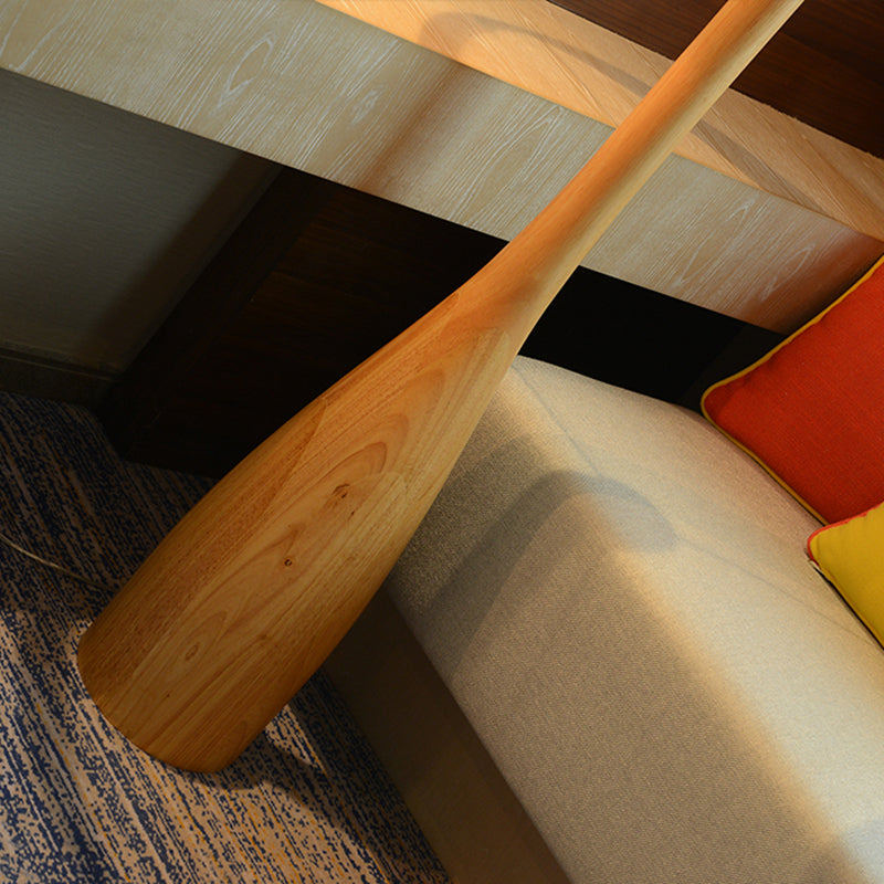 Wood Base Study Desk and Floor Lamp