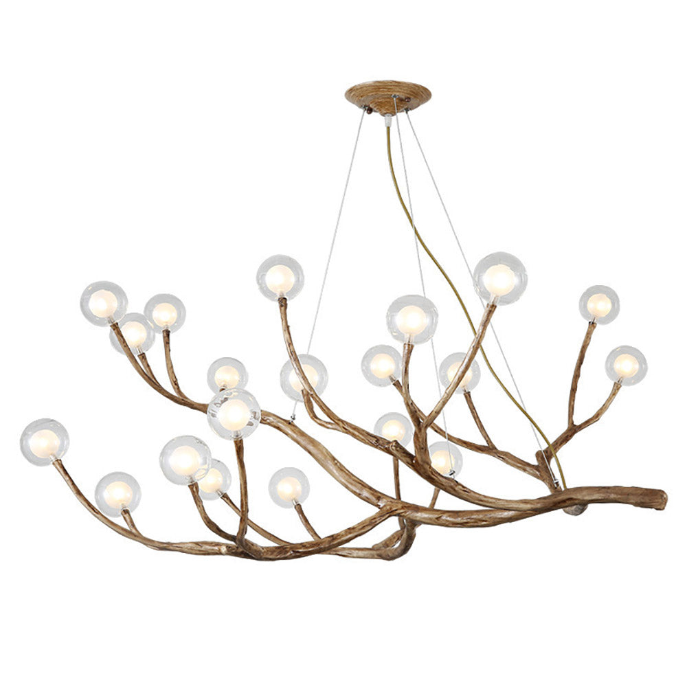 Organic Tree Branch Glass Globe Chandelier