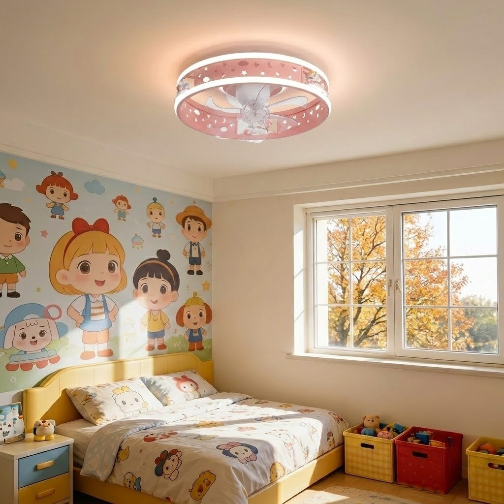 Kids Round Ceiling Fan with LED Light