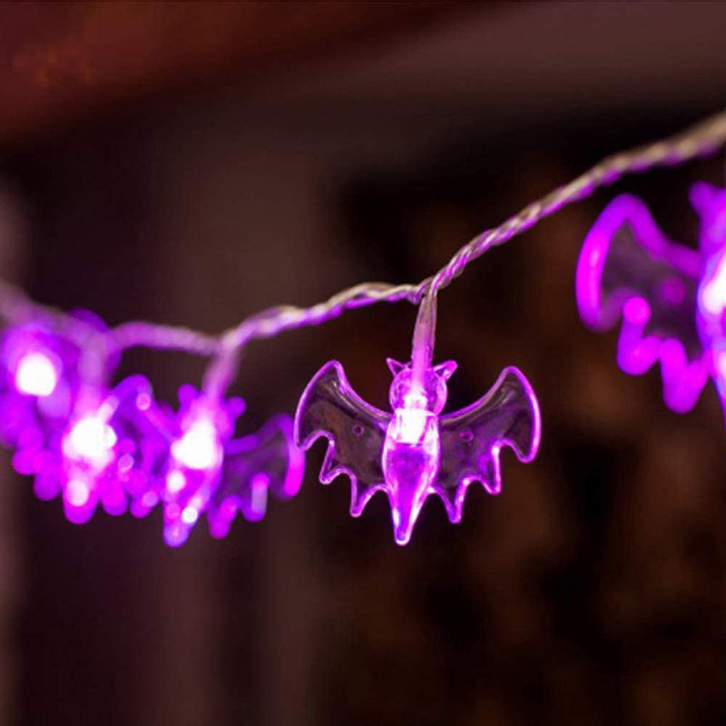 Halloween Purple Bat LED String Lights