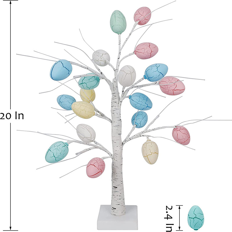 Lighted Birch Tree with Egg Ornaments