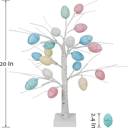 Lighted Birch Tree with Egg Ornaments