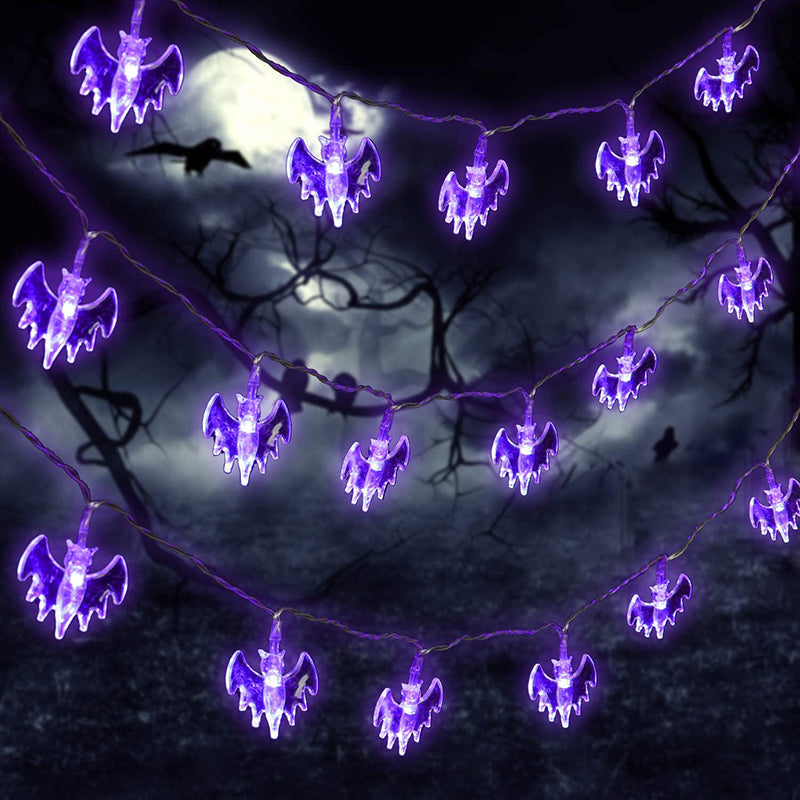 Halloween Purple Bat LED String Lights