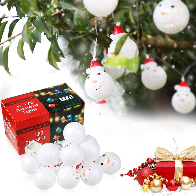 Snowman and Santa Christmas String Lights
