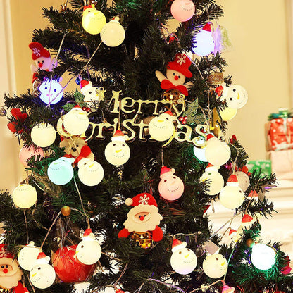 Snowman and Santa Christmas String Lights