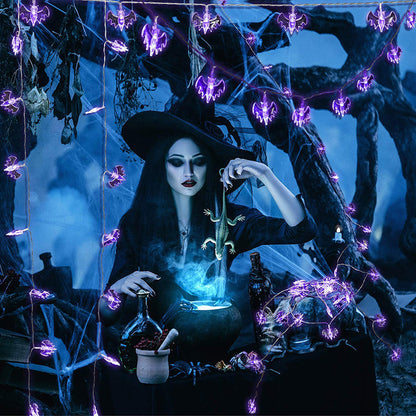 Halloween Purple Bat LED String Lights