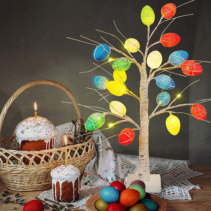 Lighted Birch Tree with Egg Ornaments