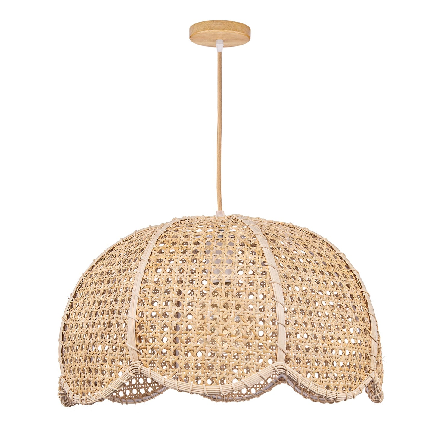 Rattan Scalloped Wavy Umbrella Dome