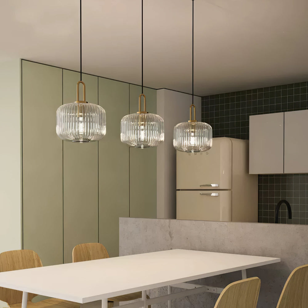Handmade Clear Glass Brass Pendant