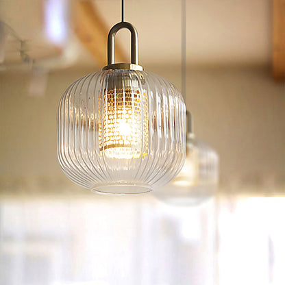 Handmade Clear Glass Brass Pendant