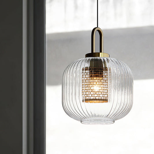 Handmade Clear Glass Brass Pendant