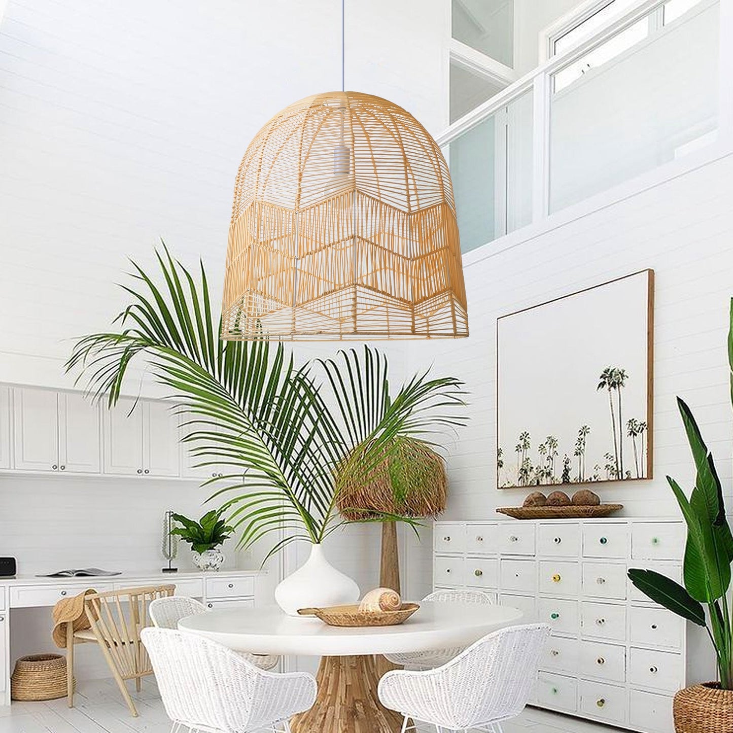 Handwoven Rattan Bamboo Ceiling Lamp