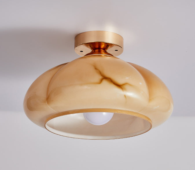 Amber Glass Flower Ceiling Lamp