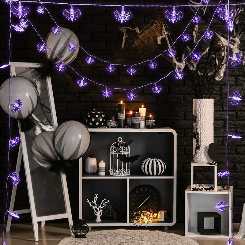 Halloween Purple Bat LED String Lights