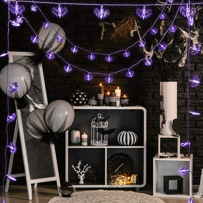 Halloween Purple Bat LED String Lights
