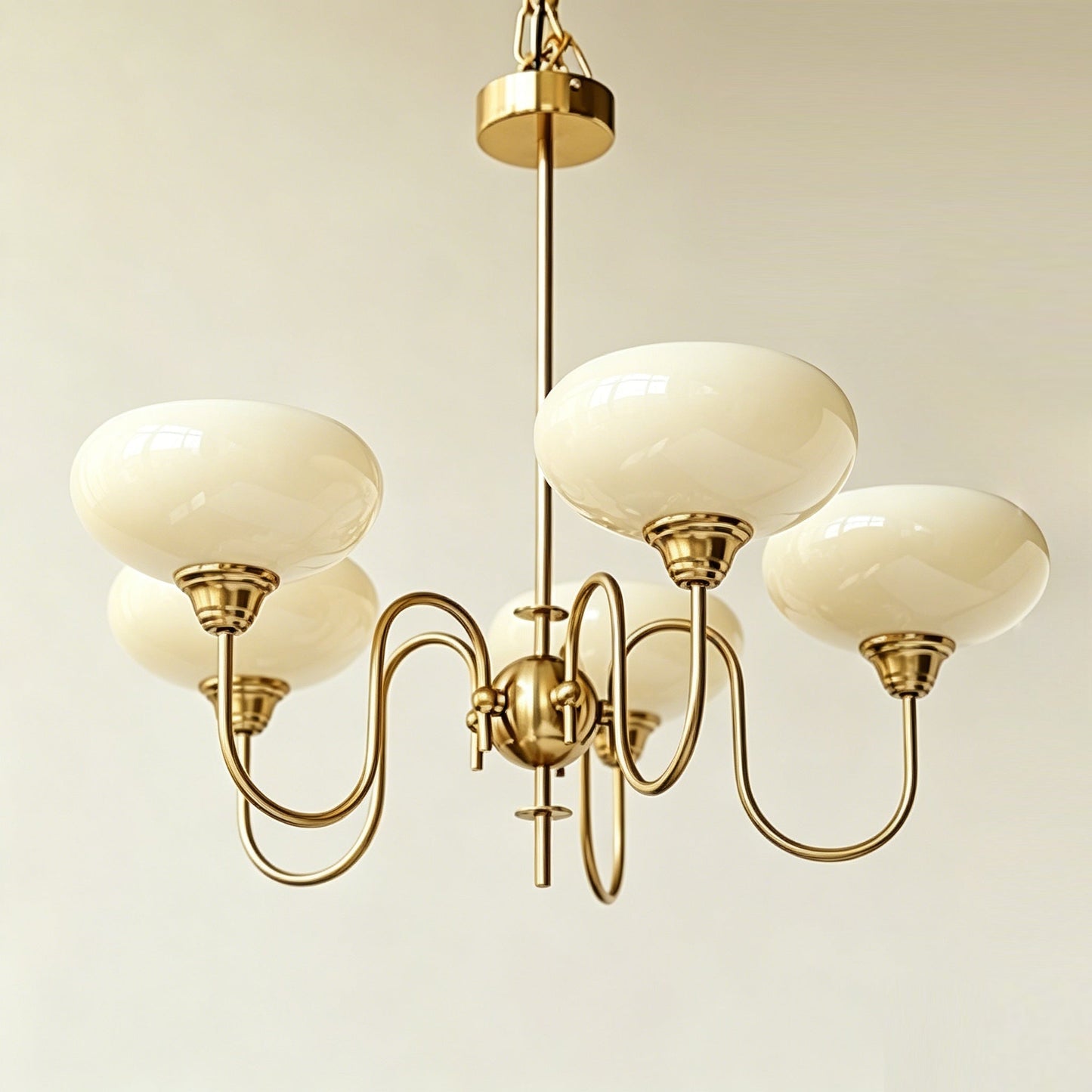 French Retro Gooseneck Globe Chandelier