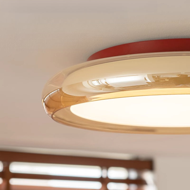 Amber Glass Round LED Ceiling Light