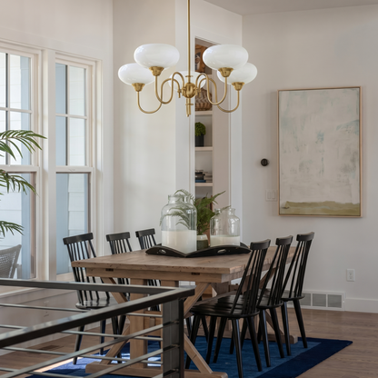 French Retro Gooseneck Globe Chandelier