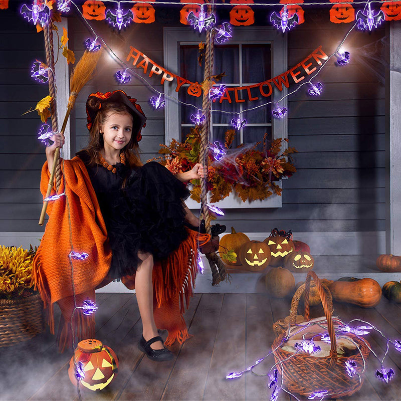 Halloween Purple Bat LED String Lights