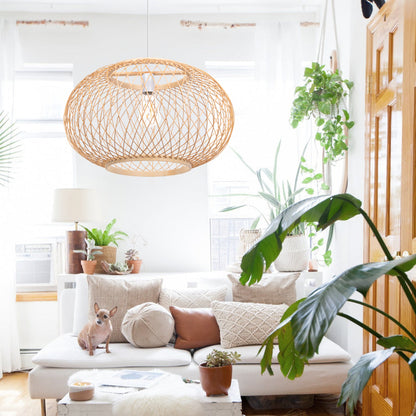 Boho Bamboo Wicker Hanging Lamp