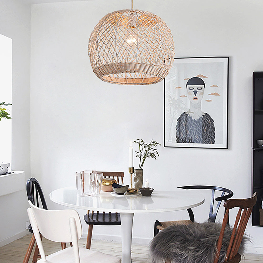 Pastoral Rattan Pendant Light 8 Shapes