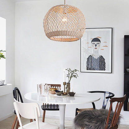 Pastoral Rattan Pendant Light 8 Shapes