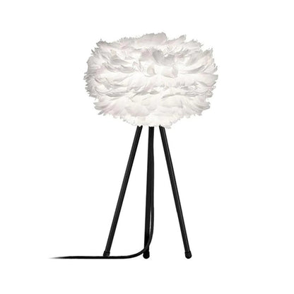 White and Grey Feather Table Lamp