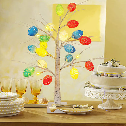 Lighted Birch Tree with Egg Ornaments