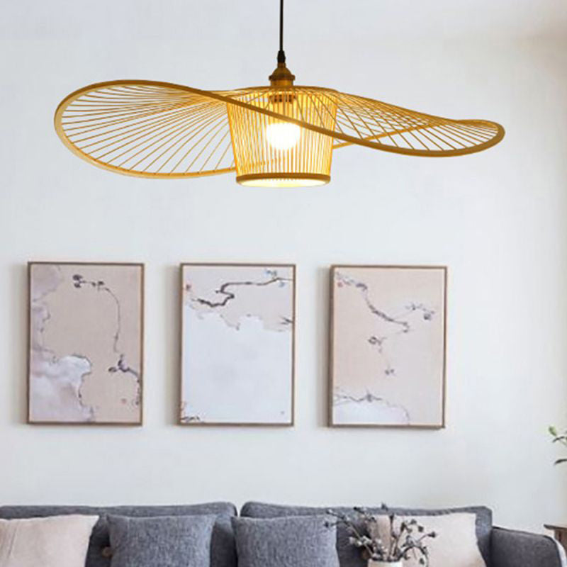 Wide Flat Bamboo Pendant in Black or Log