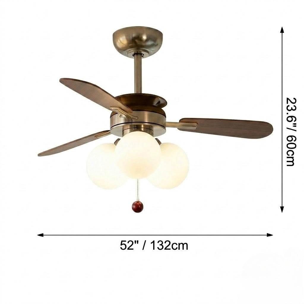 Nordic Wooden Fan with 3 Glass Shades