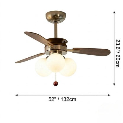 Nordic Wooden Fan with 3 Glass Shades