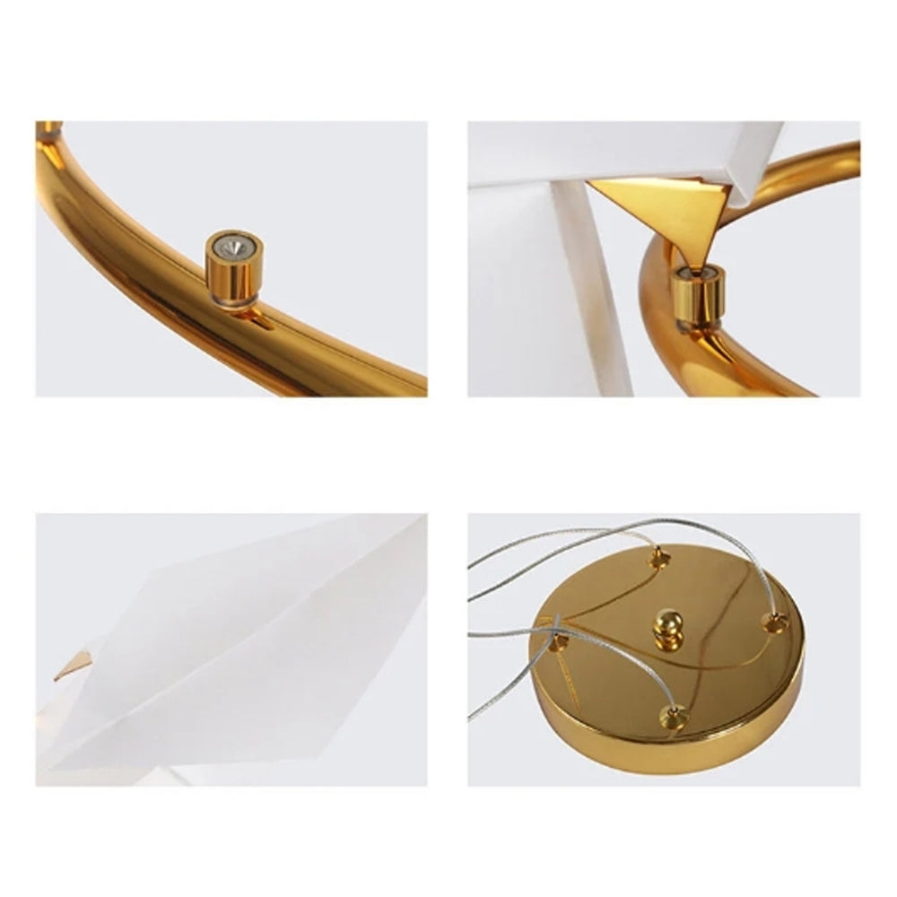 3-Bird Circular Origami Chandelier in Gold