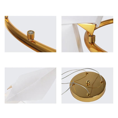 3-Bird Circular Origami Chandelier in Gold