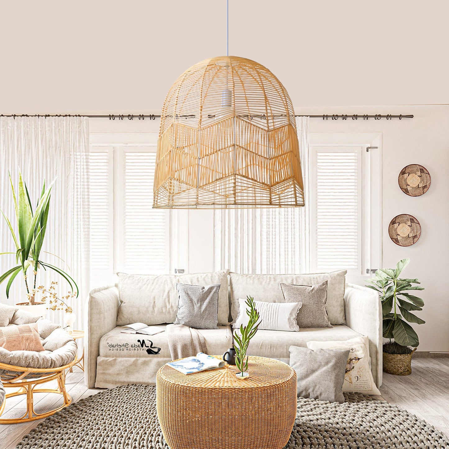 Handwoven Rattan Bamboo Ceiling Lamp