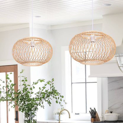 Boho Bamboo Wicker Hanging Lamp