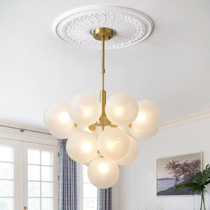 Ribbed Glass Globe Cluster Chandelier