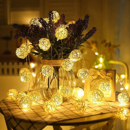 Rattan Ball String Lights