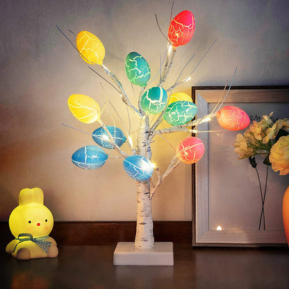 Lighted Birch Tree with Egg Ornaments