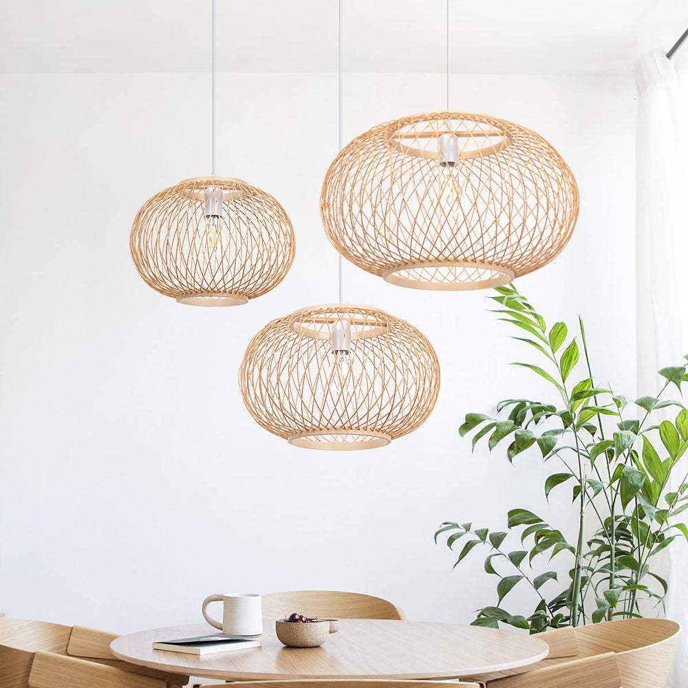 Boho Bamboo Wicker Hanging Lamp