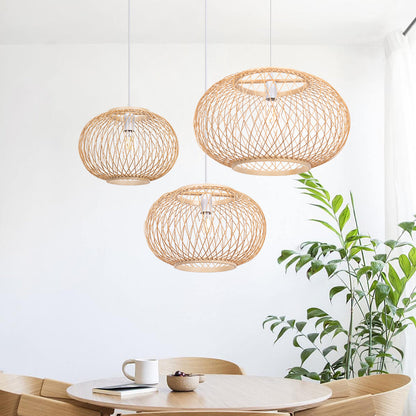 Boho Bamboo Wicker Hanging Lamp
