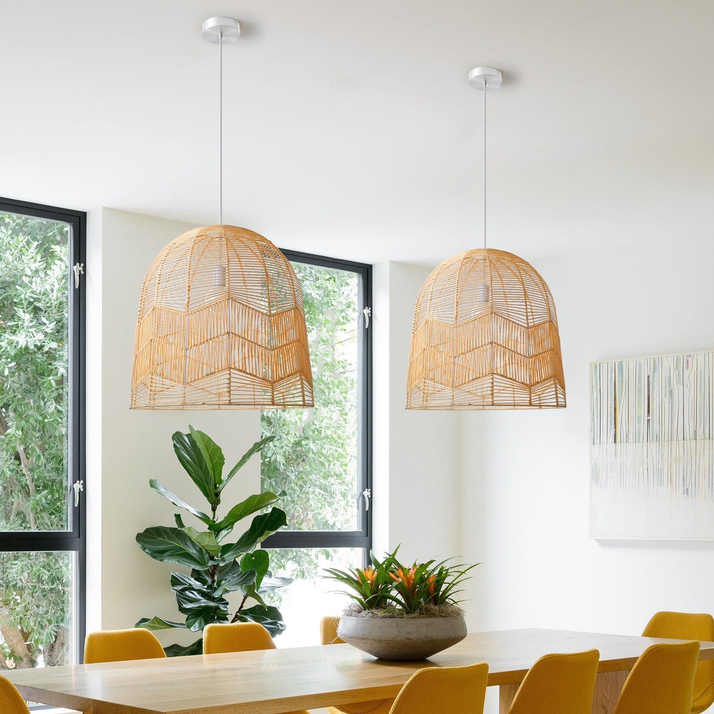 Handwoven Rattan Bamboo Ceiling Lamp