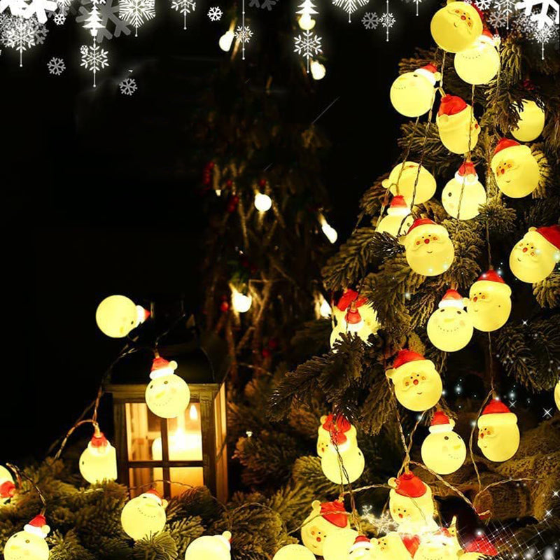 Snowman and Santa Christmas String Lights