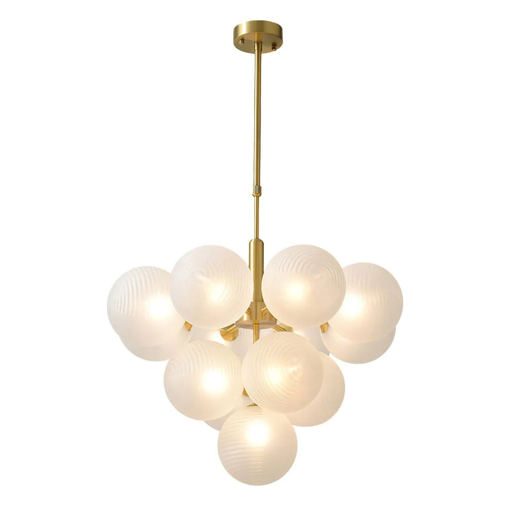 Ribbed Glass Globe Cluster Chandelier