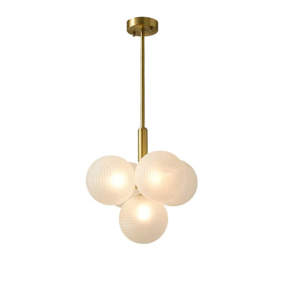 Ribbed Glass Globe Cluster Chandelier