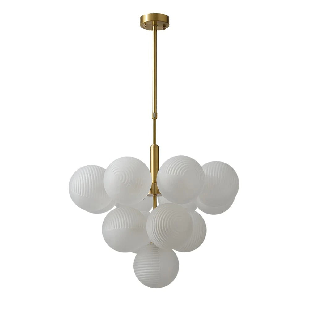 Ribbed Glass Globe Cluster Chandelier