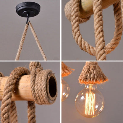Bamboo and Hemp Rope 6-Light Chandelier